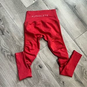 Alphalete Compression Ribbed R6 Revival Leggings in Red • Size S Small